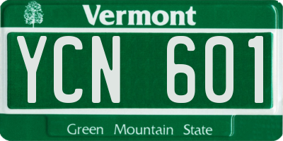 VT license plate YCN601