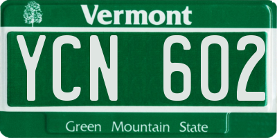 VT license plate YCN602