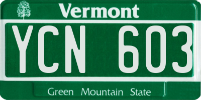 VT license plate YCN603