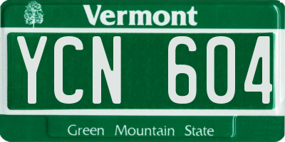 VT license plate YCN604