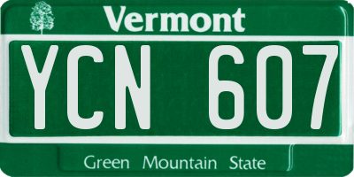 VT license plate YCN607
