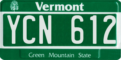 VT license plate YCN612