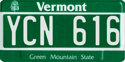 VT license plate YCN616