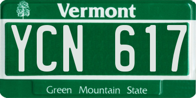 VT license plate YCN617