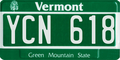 VT license plate YCN618