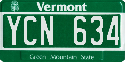 VT license plate YCN634