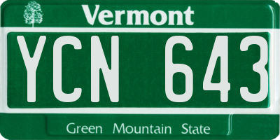 VT license plate YCN643
