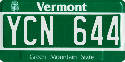 VT license plate YCN644