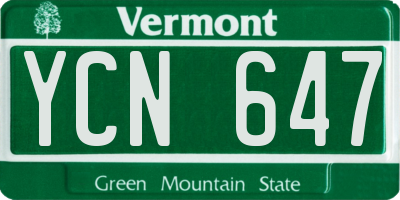VT license plate YCN647