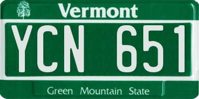 VT license plate YCN651