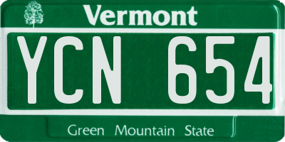 VT license plate YCN654