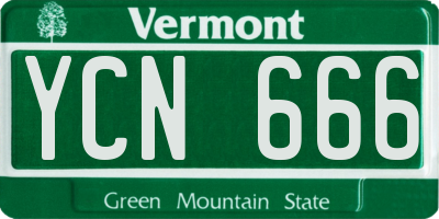VT license plate YCN666