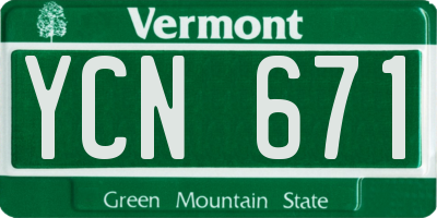 VT license plate YCN671