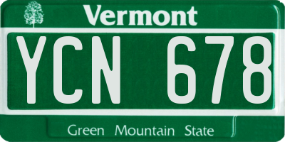 VT license plate YCN678