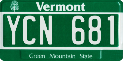 VT license plate YCN681