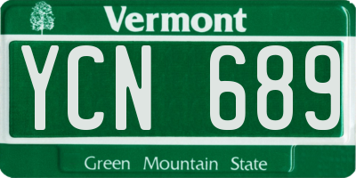 VT license plate YCN689