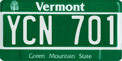 VT license plate YCN701