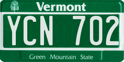 VT license plate YCN702