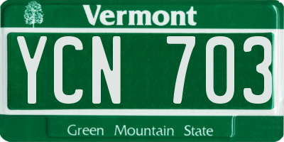 VT license plate YCN703