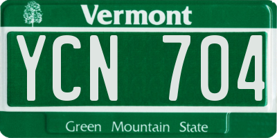 VT license plate YCN704