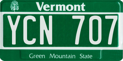 VT license plate YCN707