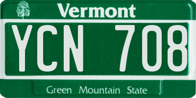 VT license plate YCN708