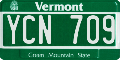 VT license plate YCN709