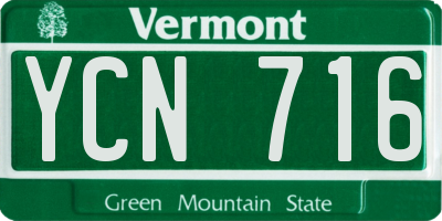 VT license plate YCN716