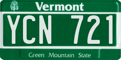VT license plate YCN721