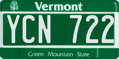 VT license plate YCN722