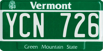 VT license plate YCN726