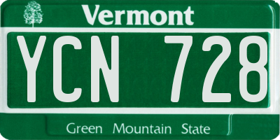 VT license plate YCN728
