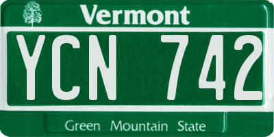 VT license plate YCN742