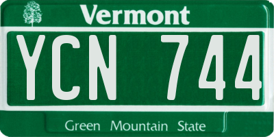 VT license plate YCN744
