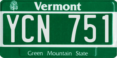 VT license plate YCN751