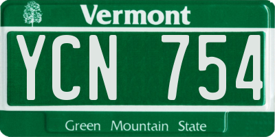 VT license plate YCN754