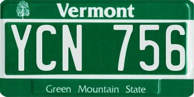 VT license plate YCN756
