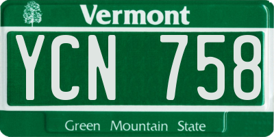 VT license plate YCN758