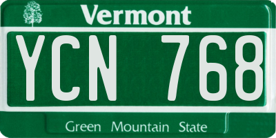 VT license plate YCN768