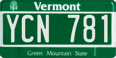 VT license plate YCN781