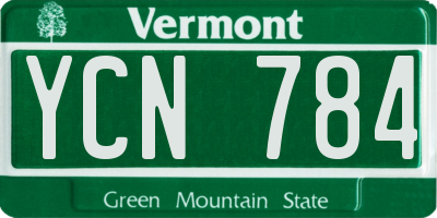VT license plate YCN784
