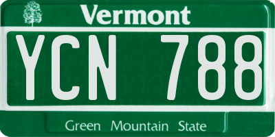 VT license plate YCN788