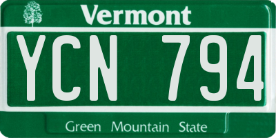 VT license plate YCN794