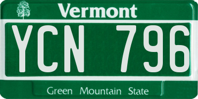 VT license plate YCN796