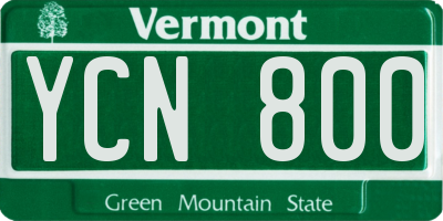 VT license plate YCN800