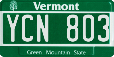 VT license plate YCN803