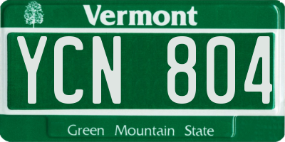 VT license plate YCN804