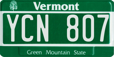 VT license plate YCN807