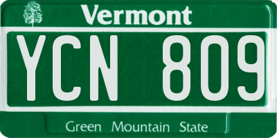 VT license plate YCN809