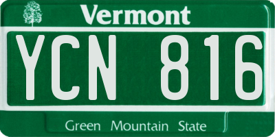 VT license plate YCN816